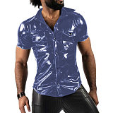 Fashion Trend Men Shirts Fashion Short Sleeve Turn-down Shirt Blouse Tops With Pocket Party Clubwear Overshirt Sports Shirts 7XL