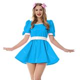 New Arrival Sissy Dress Sweet PVC Mini Dress Vinyl Short SleeveTank Neck Dress with Bow Plus Size Lolita Halloween Costume