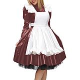19 Colors Matte Maid Dress High Neck Long Sleeve Vestido Gothic Tutu Dress Lady A-line Pleated Dress Vintage Cosplay Uniform