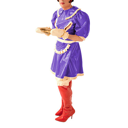 Sissy Ruffles Open Chest Maid Outfit Sexy Peter Pan Collar Lolita Cosplay Costume Halloween Short Puff Sleeve Apron Uniforms