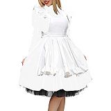 19 Colors Matte Maid Dress High Neck Long Sleeve Vestido Gothic Tutu Dress Lady A-line Pleated Dress Vintage Cosplay Uniform