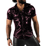 Fashion Trend Men Shirts Fashion Short Sleeve Turn-down Shirt Blouse Tops With Pocket Party Clubwear Overshirt Sports Shirts 7XL