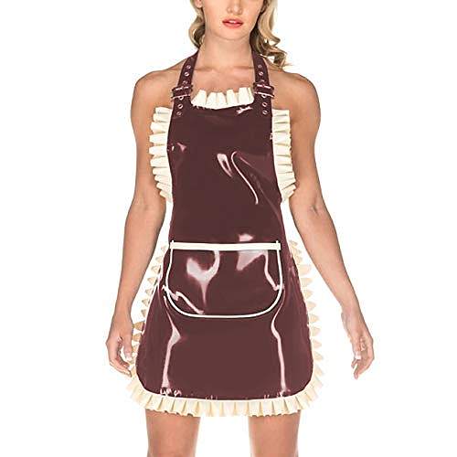 23 Colors Halter Adjustable Strap Mini Dress Ladies PVC Pocket Front Maid Dress