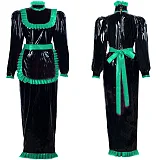 Maid dress Cosplay Animation Long Dress 2021 Women Long Sleeves Bodycon dresses Zip boho Leather PVC Party Club Lockable Dresses