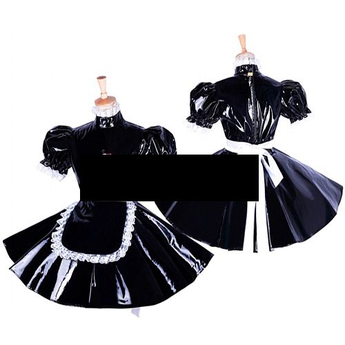 maid pvc lockable dress Uniform cosplay costume Tailor-made Sexy Cute Maid Dress Cosplay Anime Uniform Temptation Sissy Suit 7XL