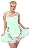 Plus Size Halter Sleeveless Maid Mini Dress Women PVC Sweet Dress+Lace Necklace