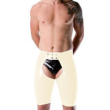 Wetlook PVC Leather Sexy Men Short Pants Skinny Fetish Slim Sex Open Crotch Shorts Sissy Lingerie Party Clubwear Casual S-7XL