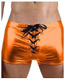 Men Skinny Lace Up Boxer Shorts Sexy Knickers Shiny Metallic Trunks