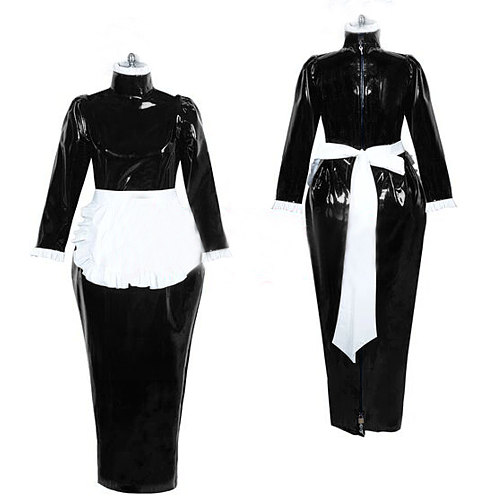 French Maid Lockable Dress Crossdressing for Men Plus Size Women Long Sleeves Bodycon Dresses Sissy Uniform Cosplay Tailor-made