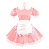 Korean Cute Doll Collar Mini Dress Women Summer Sexy Maid Puff Short Sleeve Patent  Dresses PVC cosplay Clubwear