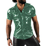 Fashion Trend Men Shirts Fashion Short Sleeve Turn-down Shirt Blouse Tops With Pocket Party Clubwear Overshirt Sports Shirts 7XL