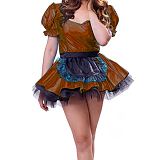 Sissy Lolita Dress Sweet Classic Lolita Fancy Apron Maid Dress Laser Puff Sleeve Retro Party Dress Crossdresser Shiny Costume