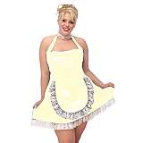 Plus Size Halter Sleeveless Maid Mini Dress Women PVC Sweet Dress+Lace Necklace