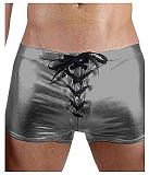 Men Skinny Lace Up Boxer Shorts Sexy Knickers Shiny Metallic Trunks