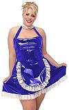 Plus Size Halter Sleeveless Maid Mini Dress Women PVC Sweet Dress+Lace Necklace
