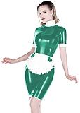 25 Colors Splicing Maid Cosplay Mini Dress Short Sleeve PVC Dress