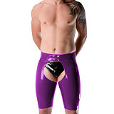 Wetlook PVC Leather Sexy Men Short Pants Skinny Fetish Slim Sex Open Crotch Shorts Sissy Lingerie Party Clubwear Casual S-7XL