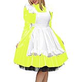 19 Colors Matte Maid Dress High Neck Long Sleeve Vestido Gothic Tutu Dress Lady A-line Pleated Dress Vintage Cosplay Uniform