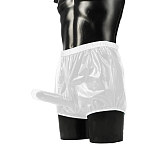 PVC Sheer Men's Erotic Boxer Briefs Bikini Gay Wet Look Sexy Nightclub Erotic Panties with Testicles Penis Hole Panties 7XL