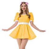 New Arrival Sissy Dress Sweet PVC Mini Dress Vinyl Short SleeveTank Neck Dress with Bow Plus Size Lolita Halloween Costume