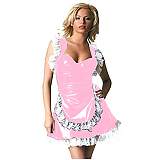 Plus Size Sexy Low Cut Maid Cosplay Dress Women Sleeveless Waitress Apron Dress