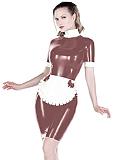 25 Colors Splicing Maid Cosplay Mini Dress Short Sleeve PVC Dress