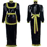 Maid dress Cosplay Animation Long Dress 2021 Women Long Sleeves Bodycon dresses Zip boho Leather PVC Party Club Lockable Dresses