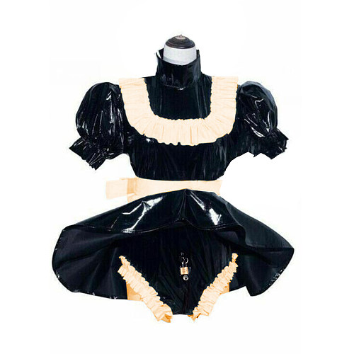 Sissy PVC Dress Lockable Maid Uniform Cosplay Clothing France Maid Costume Japanese Anime Cosplay Halloween Costumes S-7XL