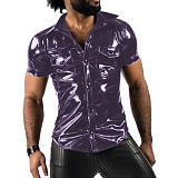 Fashion Trend Men Shirts Fashion Short Sleeve Turn-down Shirt Blouse Tops With Pocket Party Clubwear Overshirt Sports Shirts 7XL