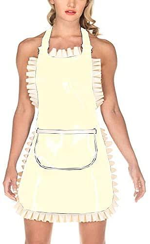 23 Colors Halter Adjustable Strap Mini Dress Ladies PVC Pocket Front Maid Dress