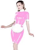 25 Colors Splicing Maid Cosplay Mini Dress Short Sleeve PVC Dress