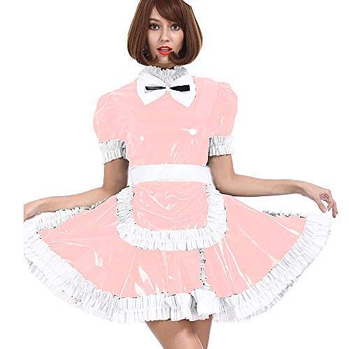 24 Color PVC French Maid Sweet Mini Dress Waitress Cosplay Uniform