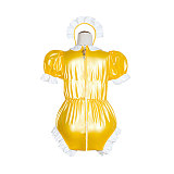 Maids Lockable Crotch Jumpsuits Rompers Sexy Cross Dressing Puff Short Sleeve Maid Cosplay Costumes Sissy Wetlook PVC Bodysuit