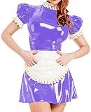 Plus Size Puff Short Sleeve Maid Uniform Lady PVC Maid Mini Dress
