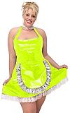Plus Size Halter Sleeveless Maid Mini Dress Women PVC Sweet Dress+Lace Necklace