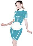 25 Colors Splicing Maid Cosplay Mini Dress Short Sleeve PVC Dress