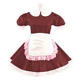 Korean Cute Doll Collar Mini Dress Women Summer Sexy Maid Puff Short Sleeve Patent  Dresses PVC cosplay Clubwear