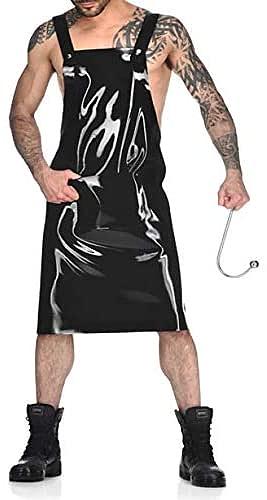 23 Colors Men Novelty Backless Strap Dress PVC Halloween Waiter Cosplay Uniform