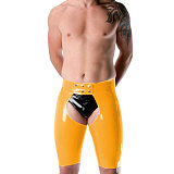 Wetlook PVC Leather Sexy Men Short Pants Skinny Fetish Slim Sex Open Crotch Shorts Sissy Lingerie Party Clubwear Casual S-7XL