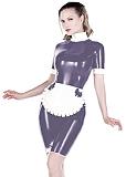 25 Colors Splicing Maid Cosplay Mini Dress Short Sleeve PVC Dress