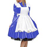 19 Colors Matte Maid Dress High Neck Long Sleeve Vestido Gothic Tutu Dress Lady A-line Pleated Dress Vintage Cosplay Uniform