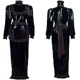 Maid dress Cosplay Animation Long Dress 2021 Women Long Sleeves Bodycon dresses Zip boho Leather PVC Party Club Lockable Dresses