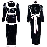 Maid dress Cosplay Animation Long Dress 2021 Women Long Sleeves Bodycon dresses Zip boho Leather PVC Party Club Lockable Dresses