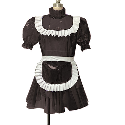 Women Sexy Lockable Sissy Maid Dress Transparent Plastic Costume Sweet Gothic Lolita Dresses Invisible Sexy Sissy Crossdresser