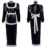 Maid dress Cosplay Animation Long Dress 2021 Women Long Sleeves Bodycon dresses Zip boho Leather PVC Party Club Lockable Dresses