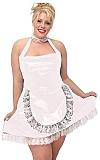 Plus Size Halter Sleeveless Maid Mini Dress Women PVC Sweet Dress+Lace Necklace