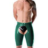 Wetlook PVC Leather Sexy Men Short Pants Skinny Fetish Slim Sex Open Crotch Shorts Sissy Lingerie Party Clubwear Casual S-7XL