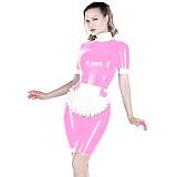 25 Colors Splicing Maid Cosplay Mini Dress Short Sleeve PVC Dress