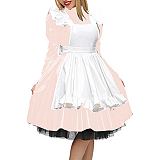 19 Colors Matte Maid Dress High Neck Long Sleeve Vestido Gothic Tutu Dress Lady A-line Pleated Dress Vintage Cosplay Uniform