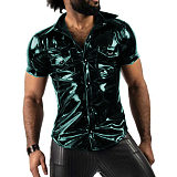 Fashion Trend Men Shirts Fashion Short Sleeve Turn-down Shirt Blouse Tops With Pocket Party Clubwear Overshirt Sports Shirts 7XL